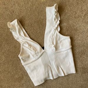 Zara Ruffled Cropped Knit Shirt